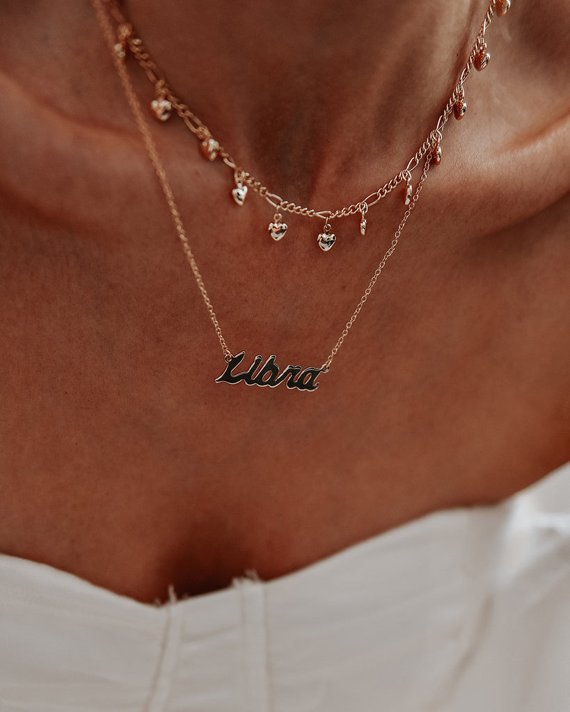 Libra Zodiac Nameplate Necklace