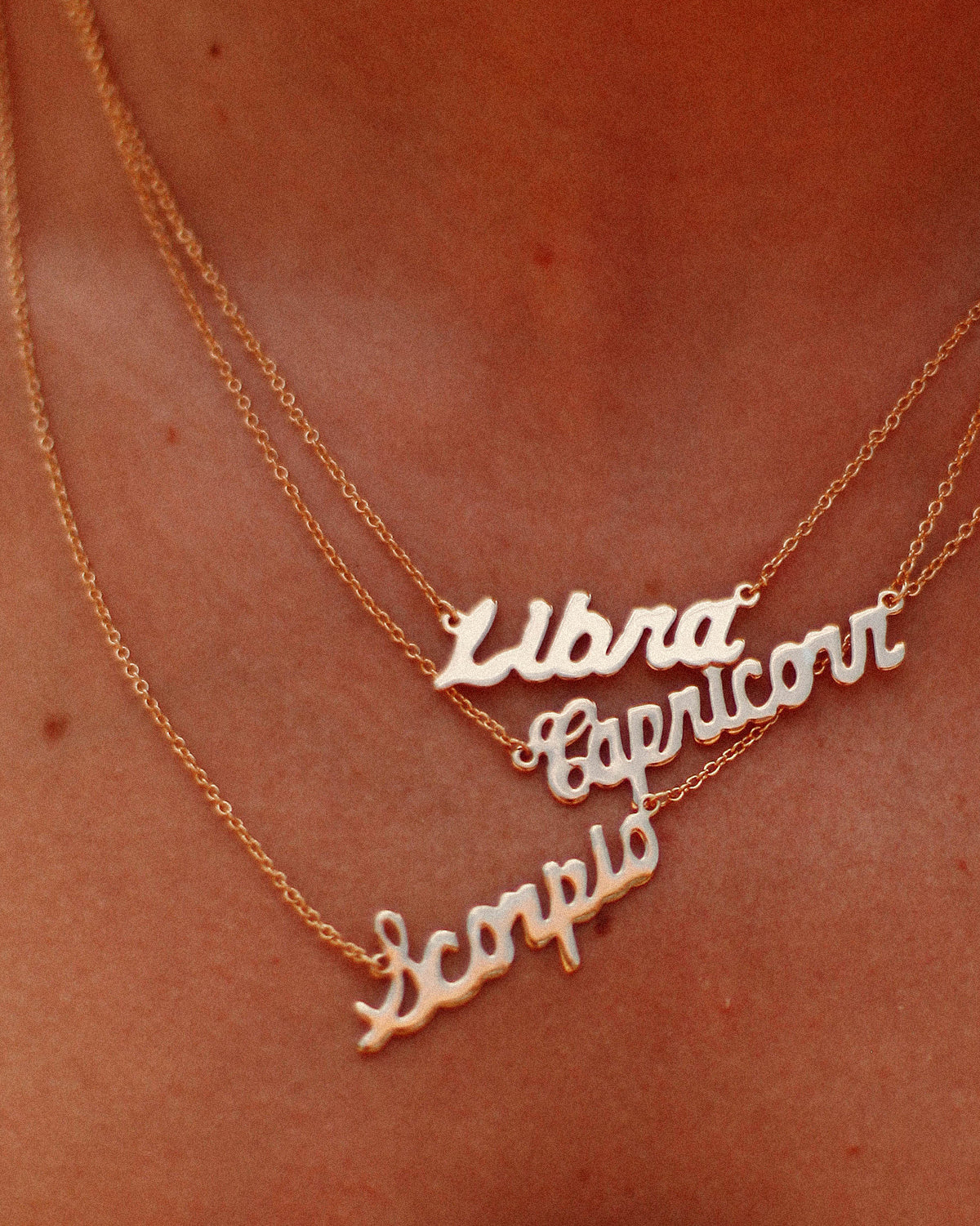 Libra Zodiac Nameplate Necklace