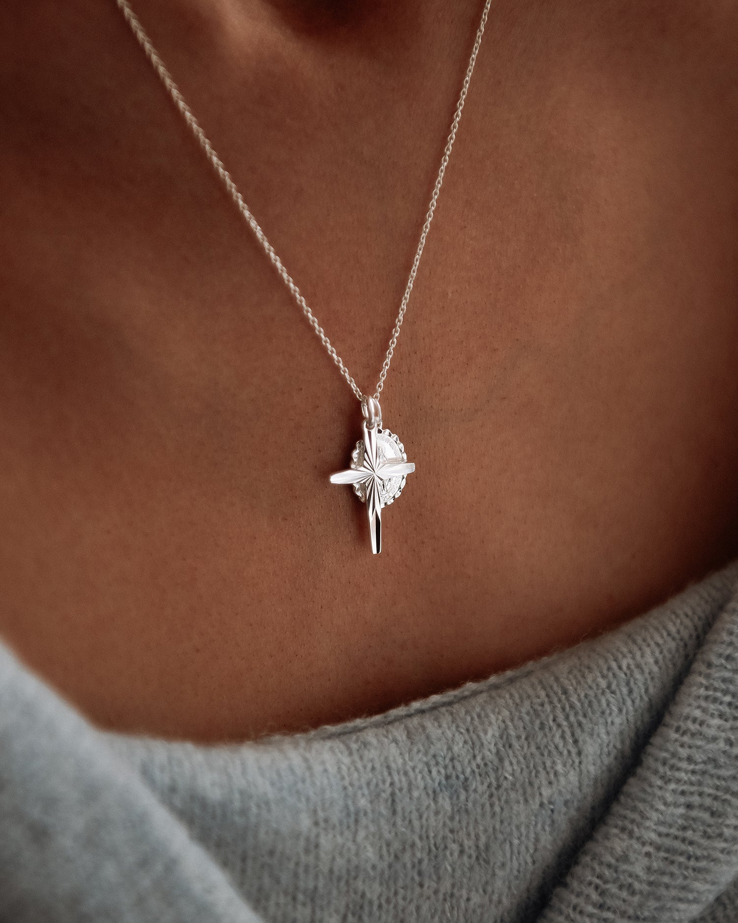Image of Magdalene Sterling Silver Double Charm Necklace