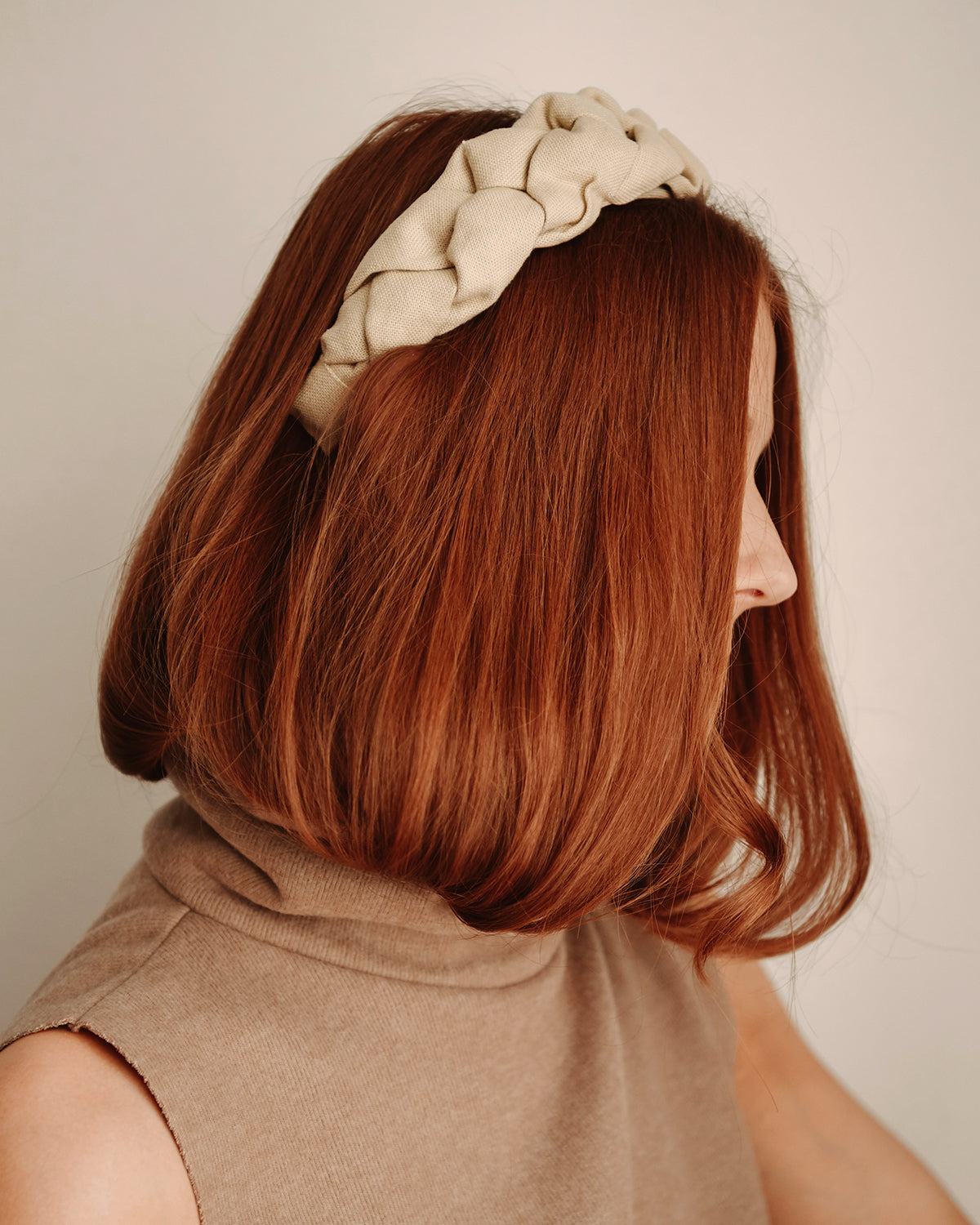 Millicent Natural Linen Plaited Headband