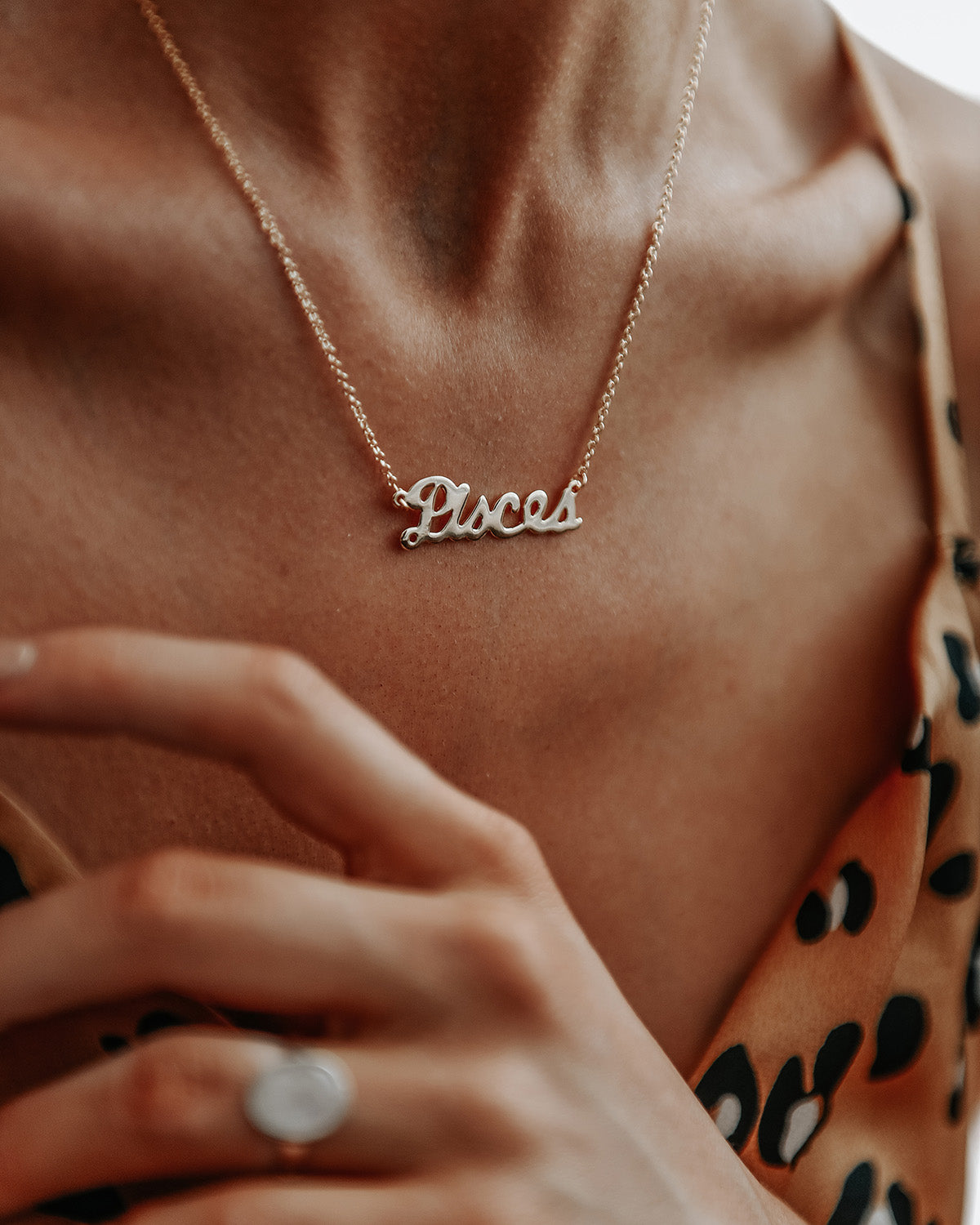 Pisces Zodiac Nameplate Necklace