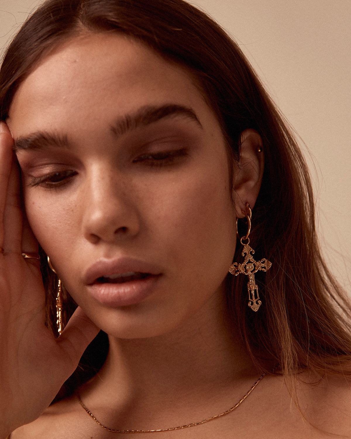 Esther Cross Hoop Earrings