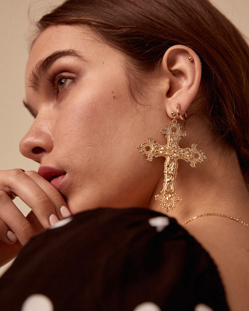 Gabrielle Baroque Cross Earrings