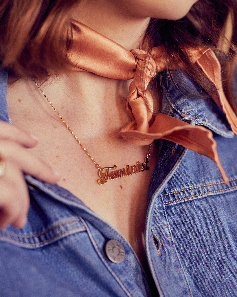 Feminist Script Nameplate Necklace