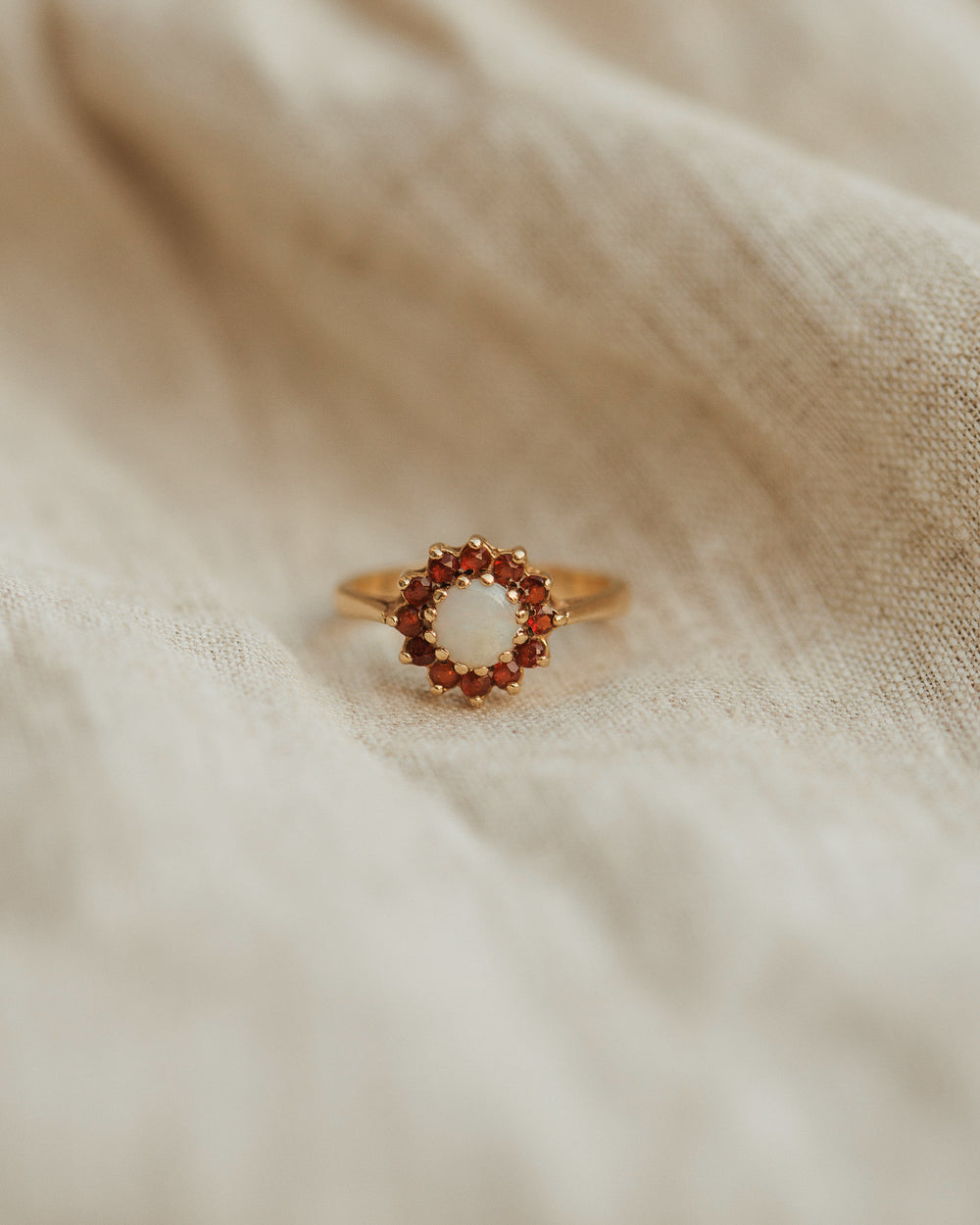 Winifred 9ct Gold Garnet & Opal Ring