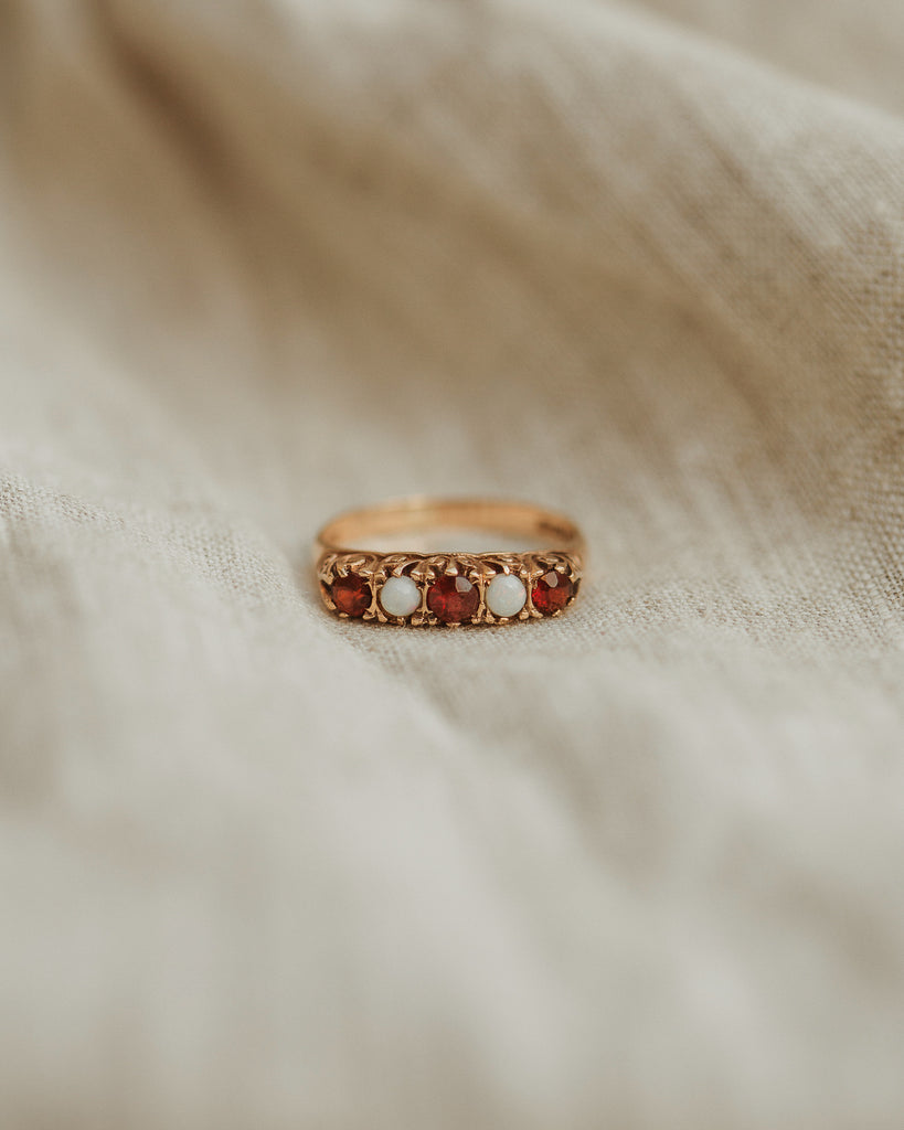 Wilma 9ct Gold Garnet & Opal Ring