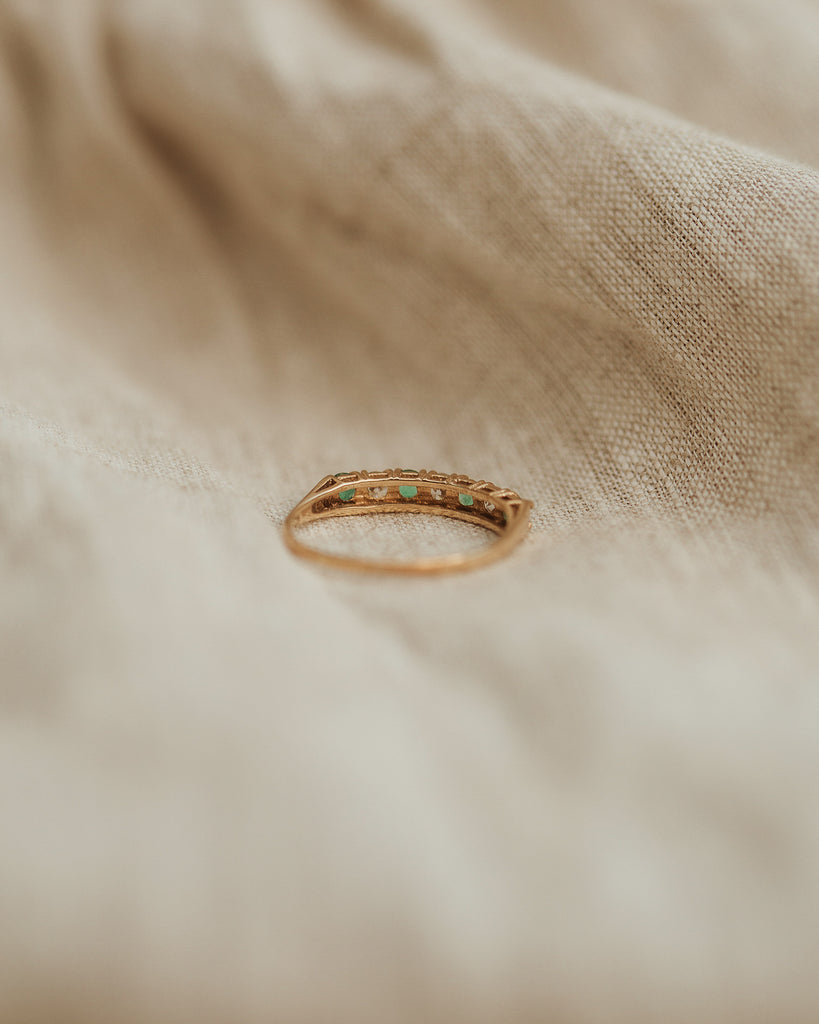 Simone 9ct Gold Emerald Half Eternity Ring