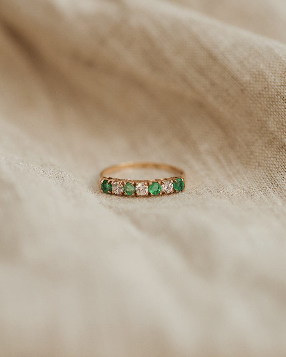 Simone 9ct Gold Emerald Half Eternity Ring