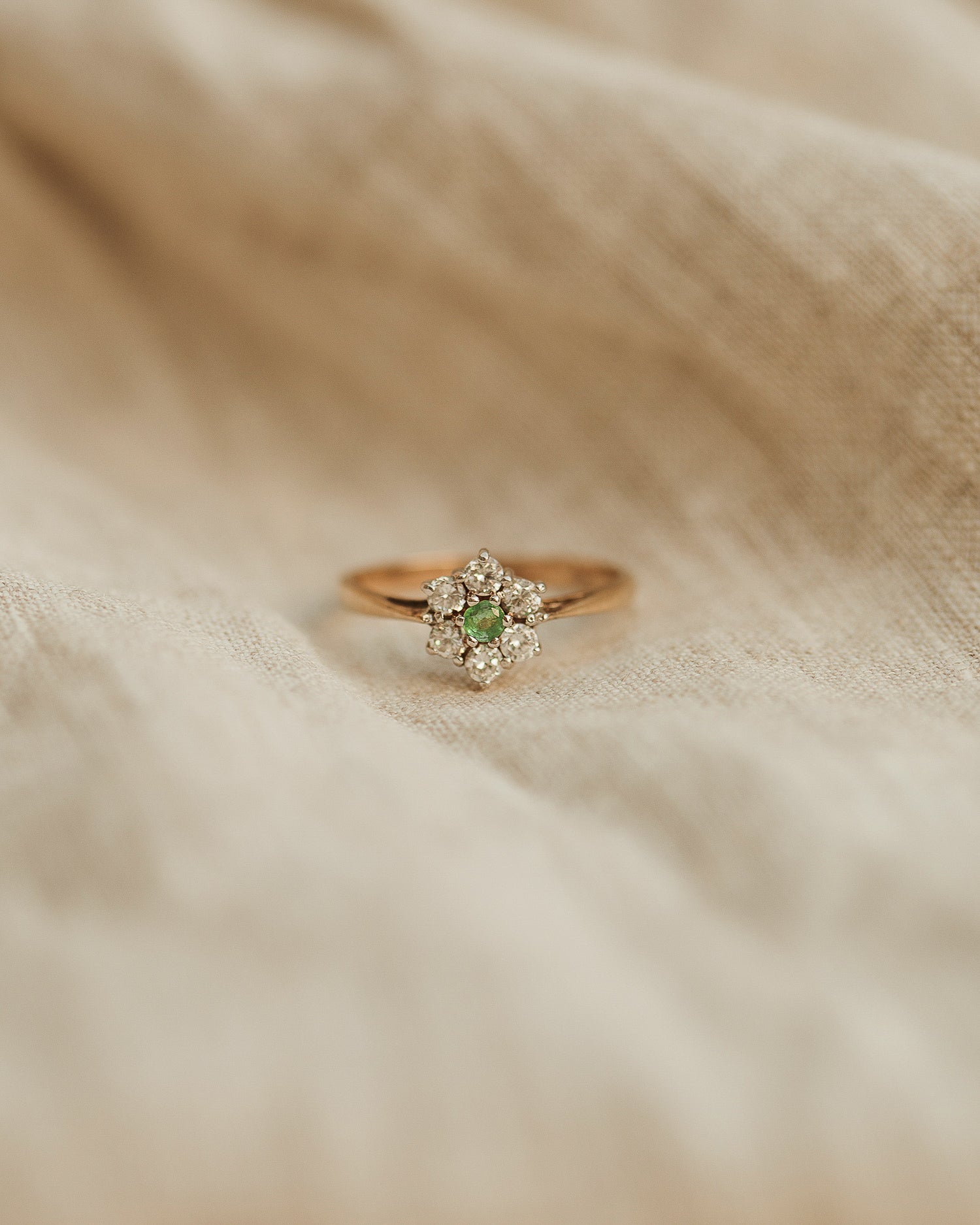 Image of Sarafina 9ct Gold Emerald Cluster Ring