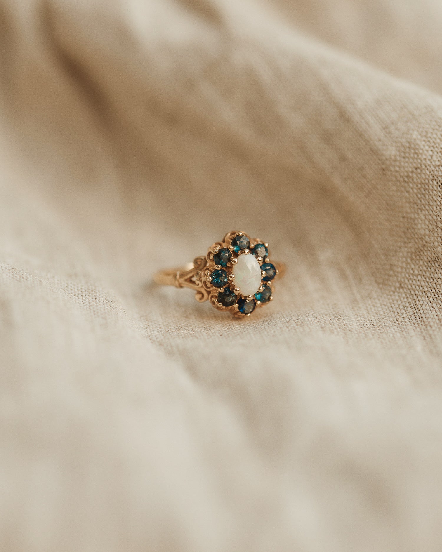 Rosa 9ct Gold Opal & Sapphire Ring