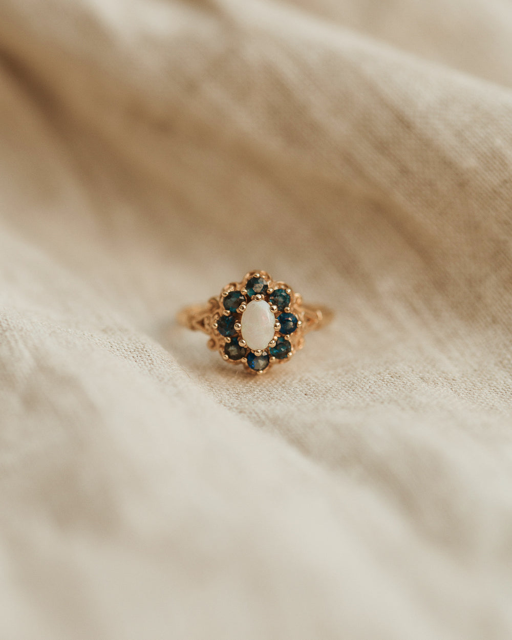 Rosa 9ct Gold Opal & Sapphire Ring