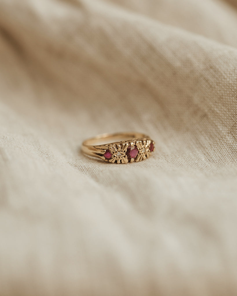 Quinn 9ct Gold Ruby & Diamond Ring