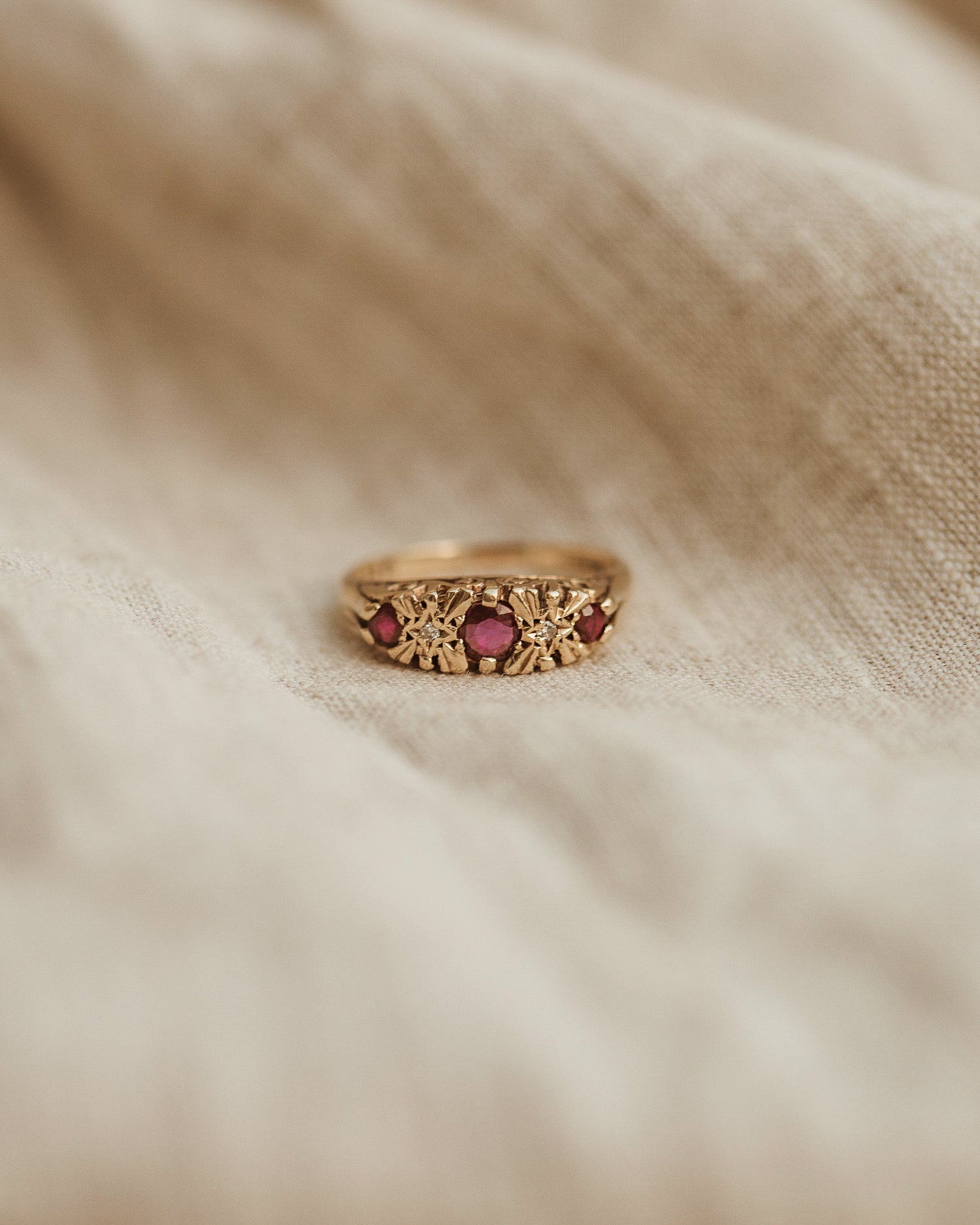 Image of Quinn 9ct Gold Ruby & Diamond Ring