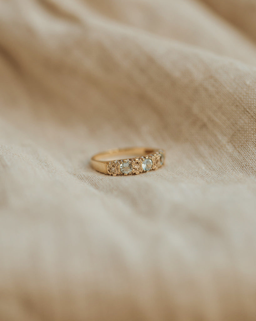 Aubrey 9ct Gold Aquamarine & Diamond Ring