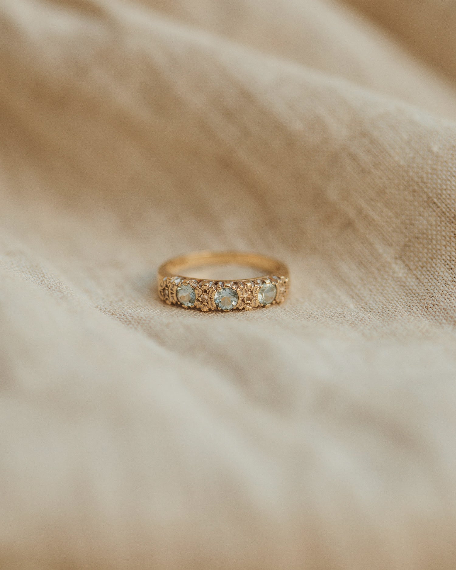 Image of Aubrey 9ct Gold Aquamarine & Diamond Ring
