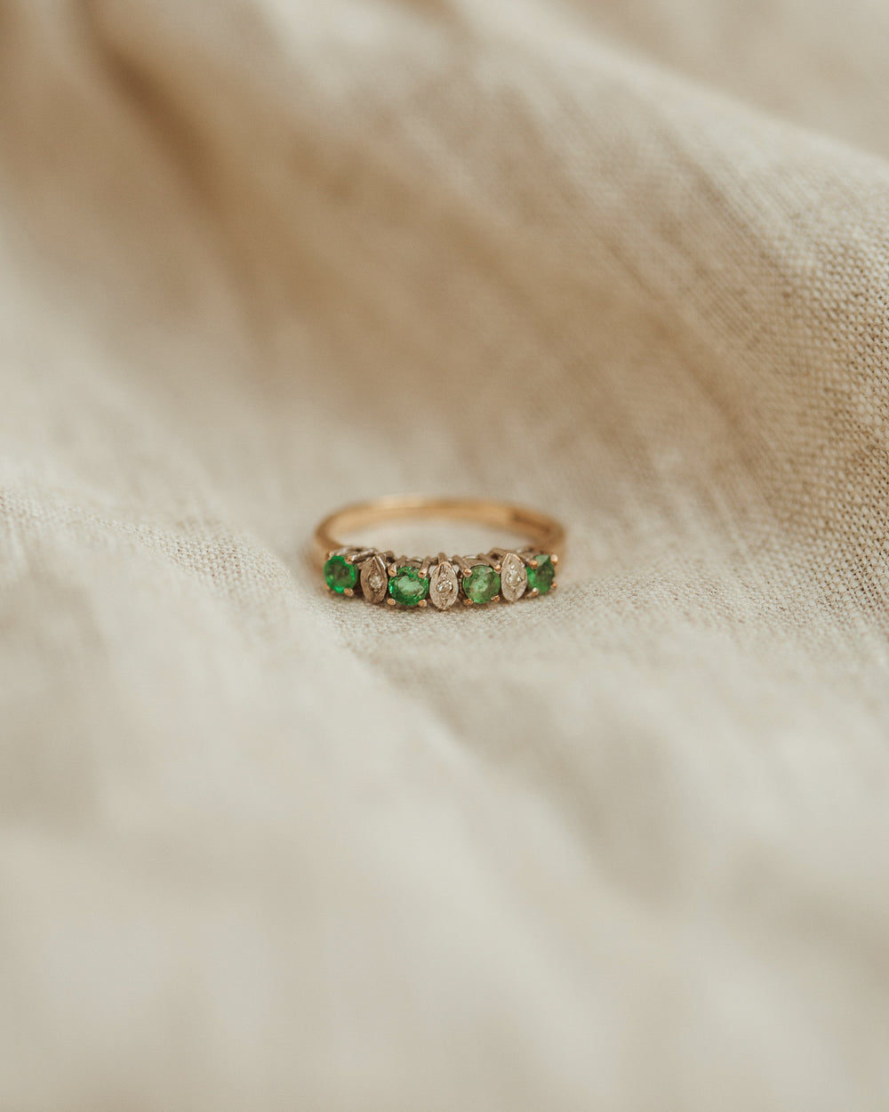 Jeannie 9ct Gold Emerald & Diamond Ring