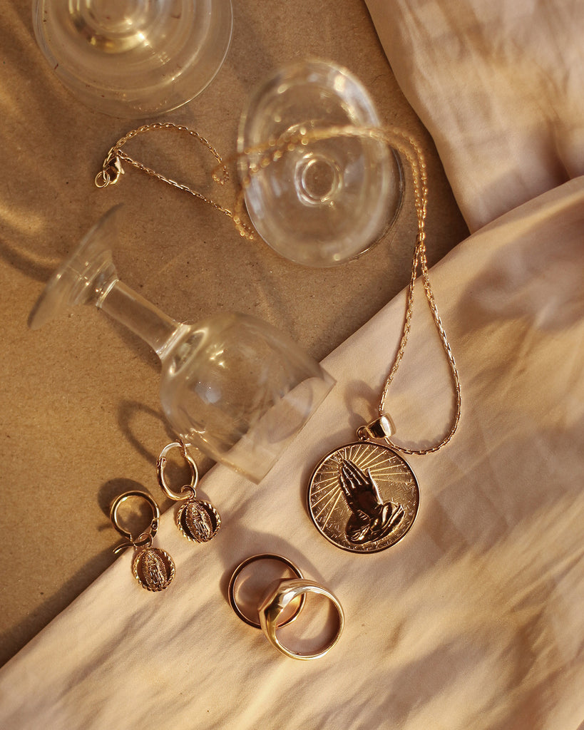 Guadalupe Medal Hoop Earrings