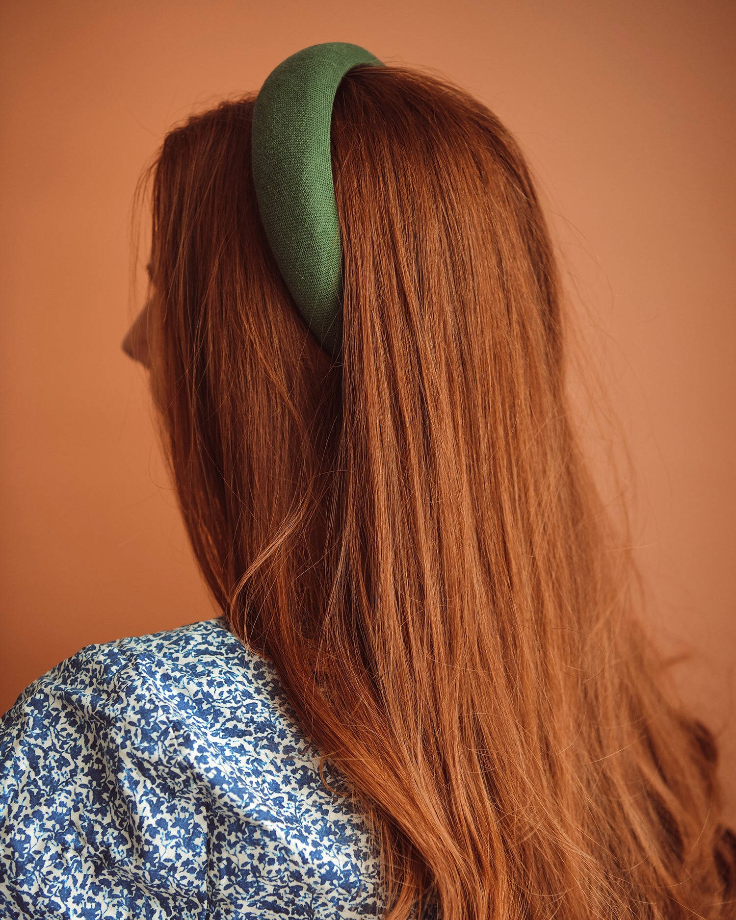 Vera Forest Green Linen Padded Headband