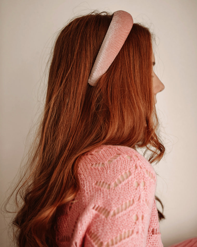 Vera Blush Pink Velvet Padded Headband