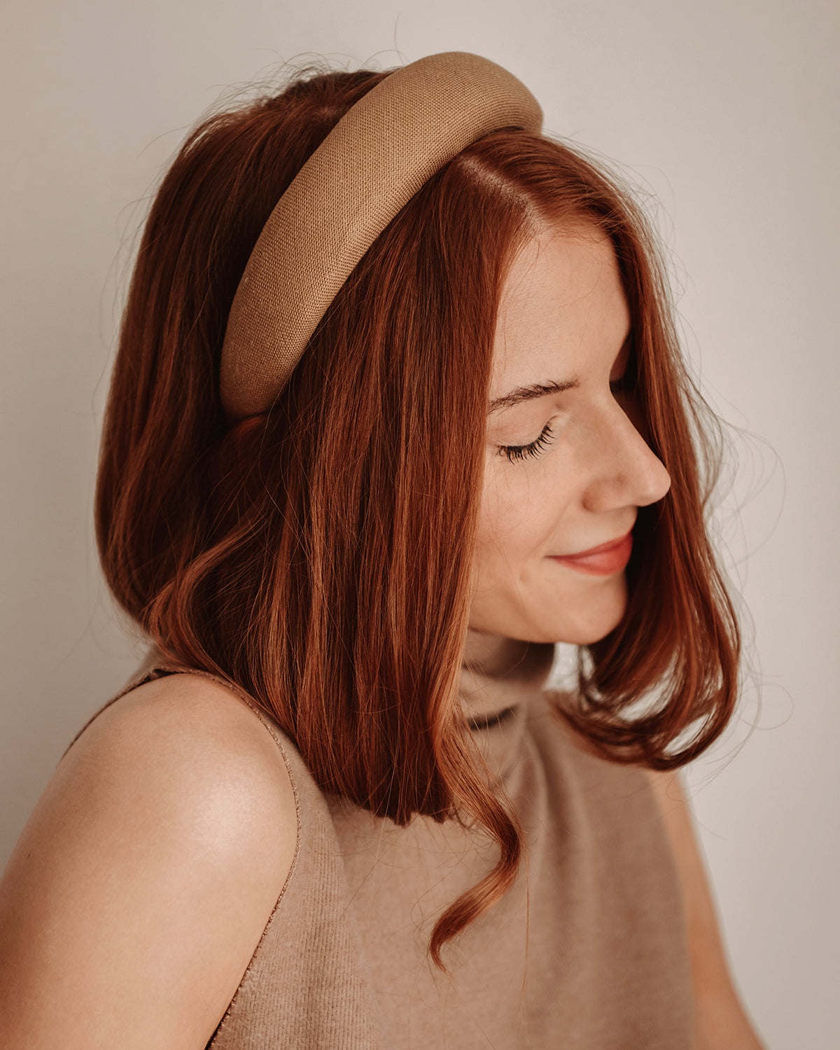 Vera Natural Linen Padded Headband