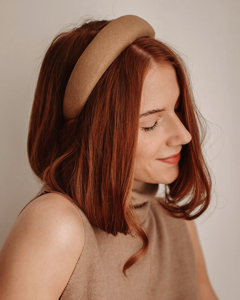 Vera Natural Linen Padded Headband