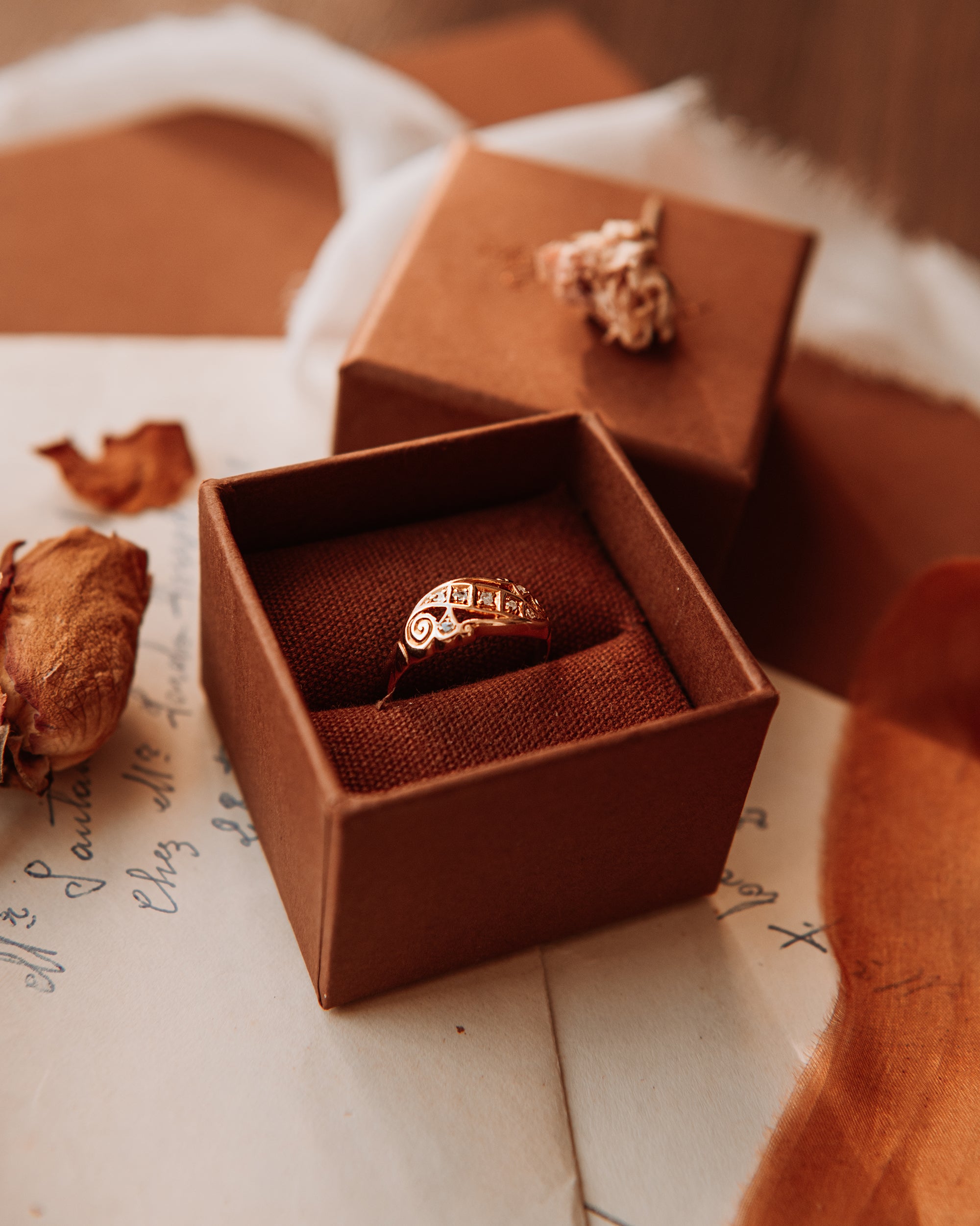 Cornelia 18ct Gold Diamond Scroll Ring