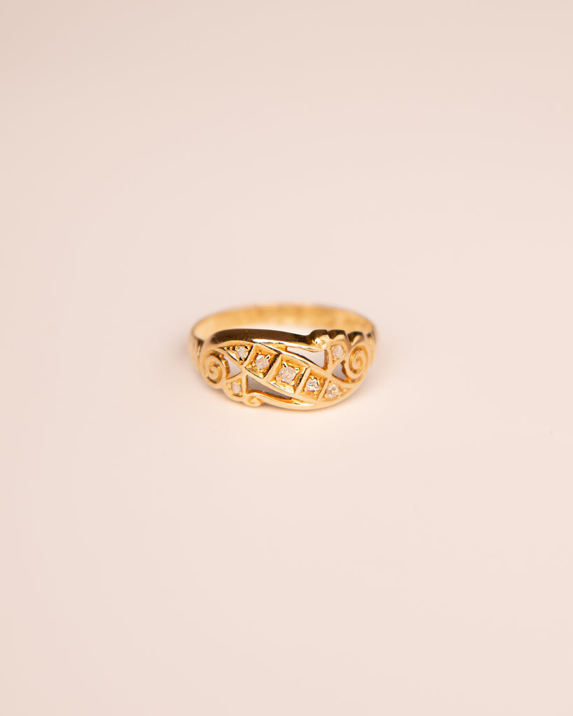Cornelia 18ct Gold Diamond Scroll Ring