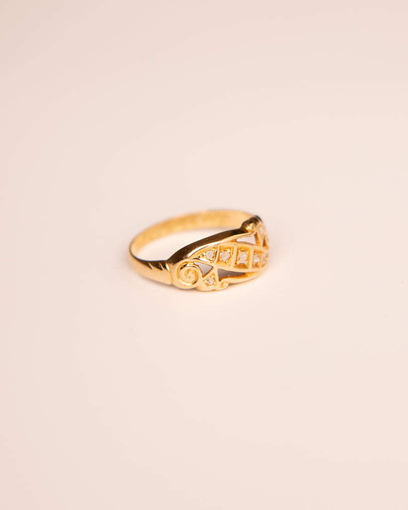 Cornelia 18ct Gold Diamond Scroll Ring