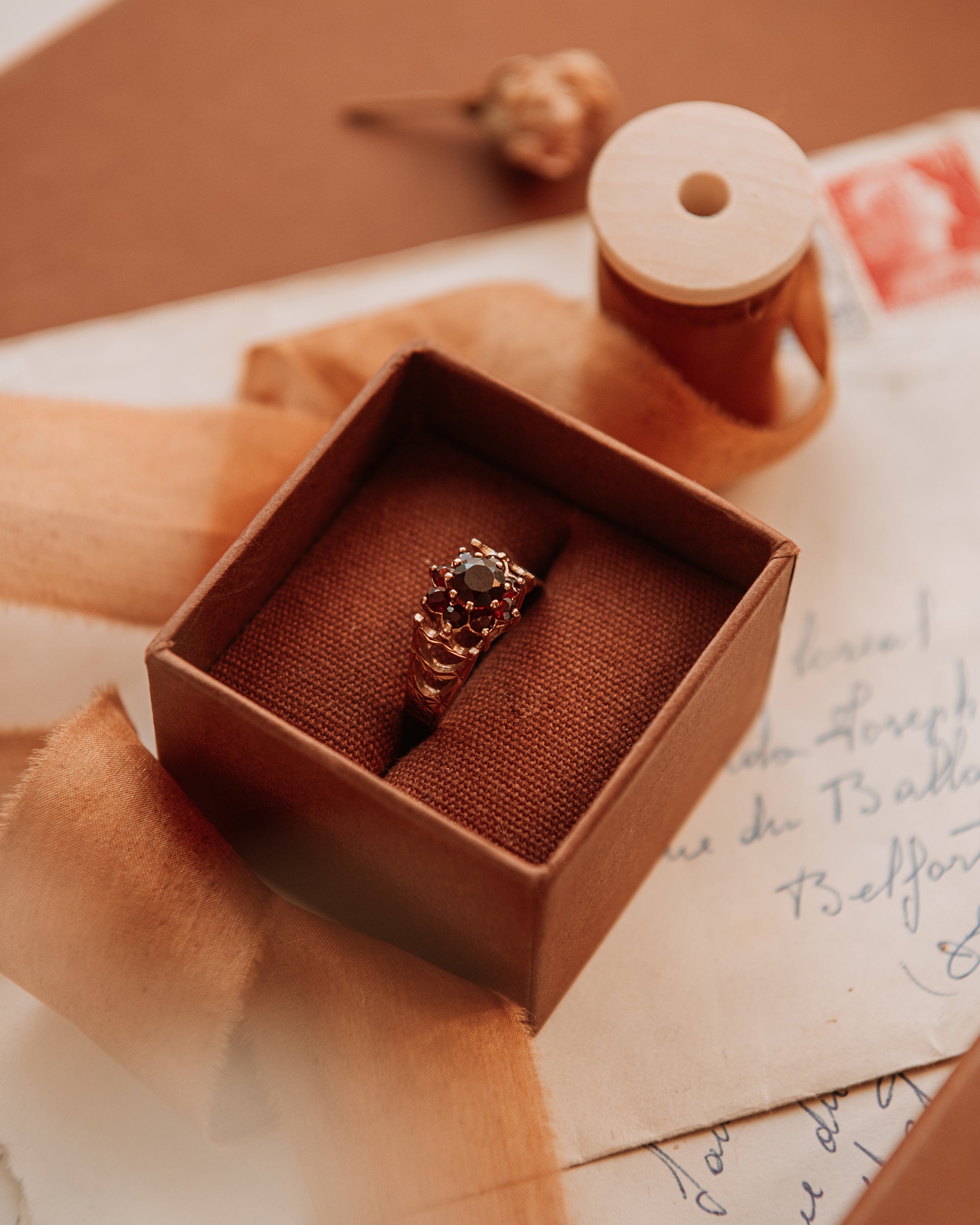 Ada 9ct Gold Garnet Cluster Ring