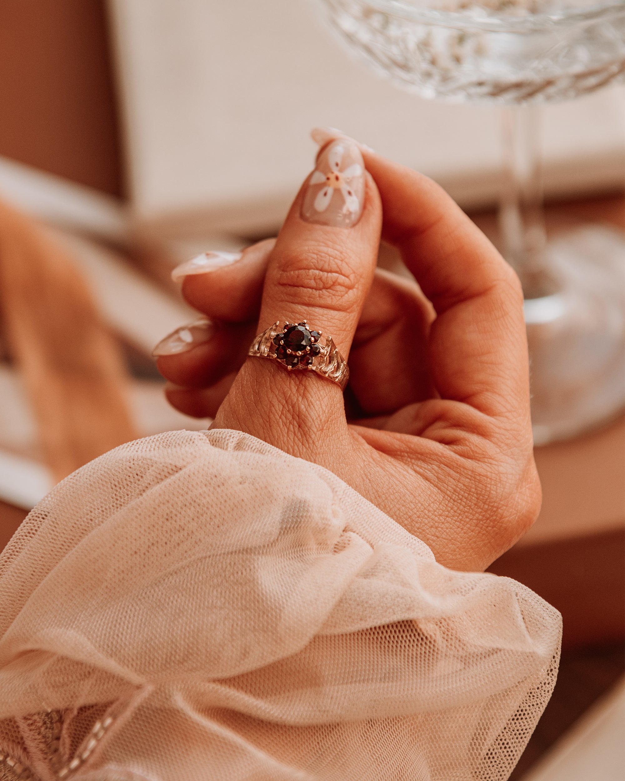 Ada 9ct Gold Garnet Cluster Ring
