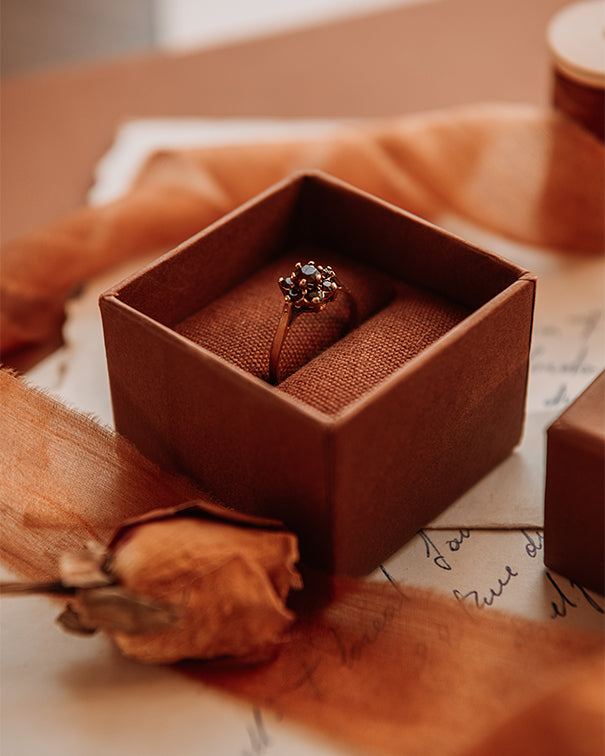 Bloom 9ct Gold Garnet Cluster Ring
