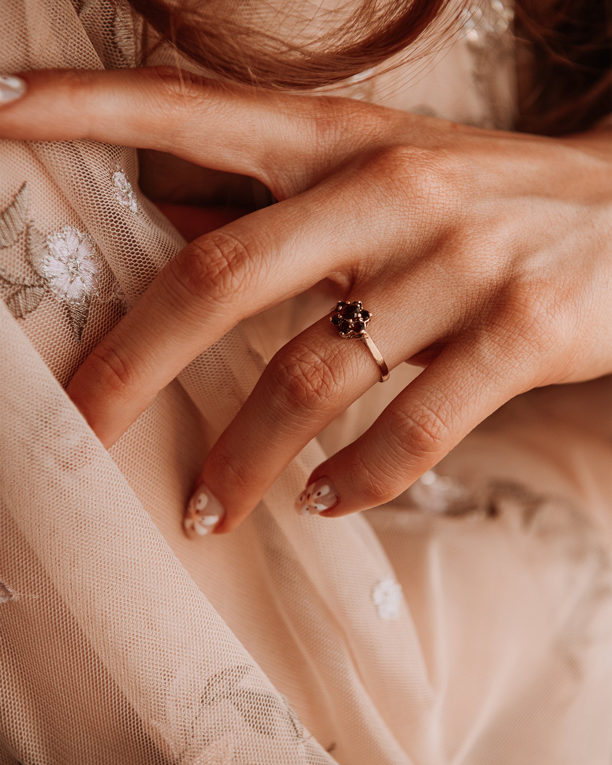 Image of Bloom 9ct Gold Garnet Cluster Ring