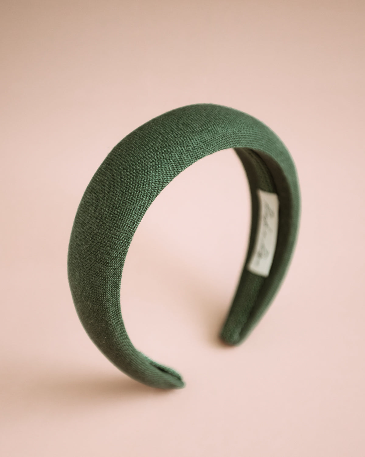 Vera Forest Green Linen Padded Headband