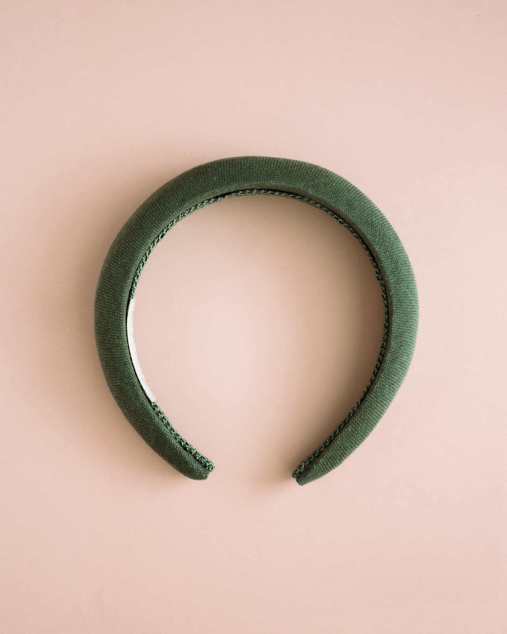 Vera Forest Green Linen Padded Headband