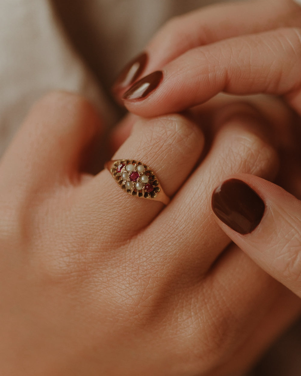 Tammy 15ct Gold Ruby & Pearl Ring