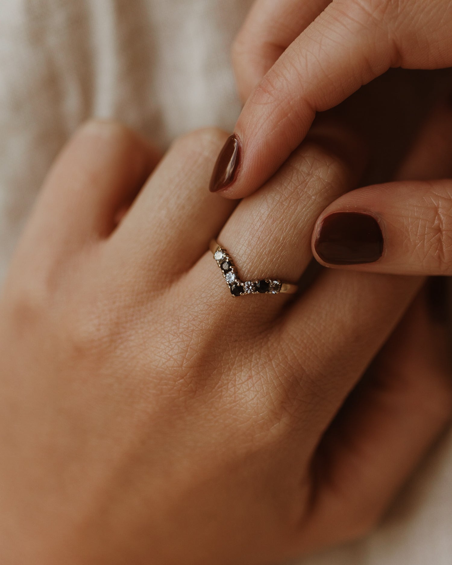 Image of Diana 9ct Gold Sapphire Wishbone Ring