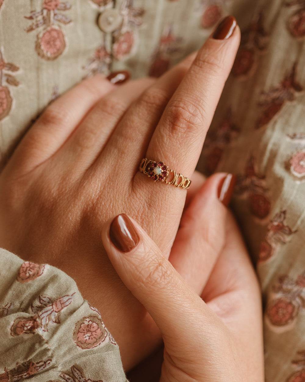Dorothy 9ct Gold Opal & Ruby Ring