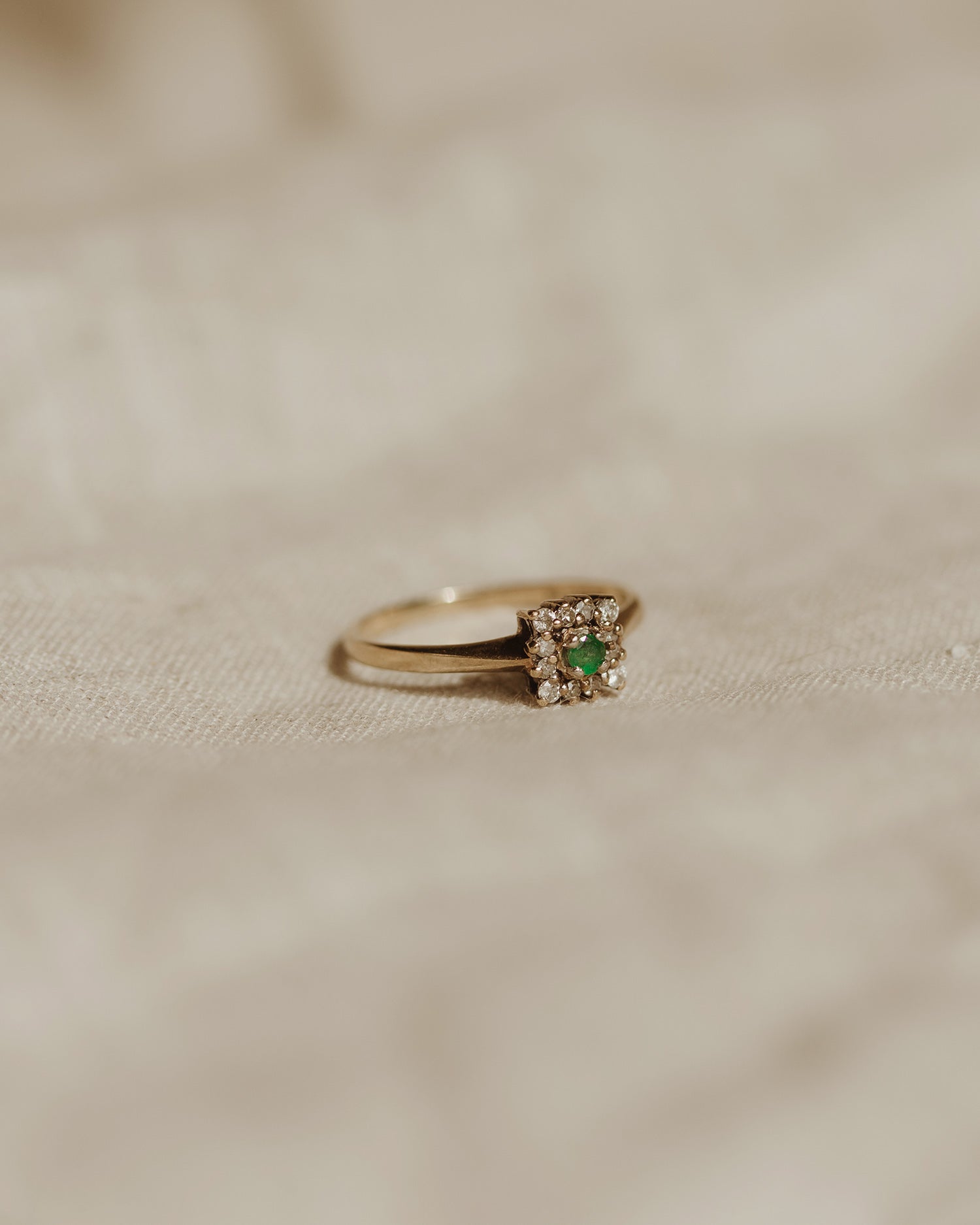 Iris 9ct Gold Emerald & Diamond Ring