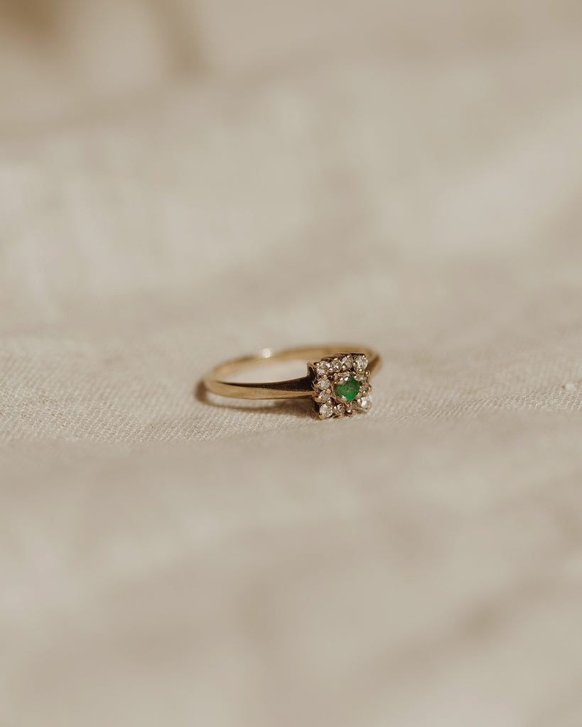 Iris 9ct Gold Emerald & Diamond Ring