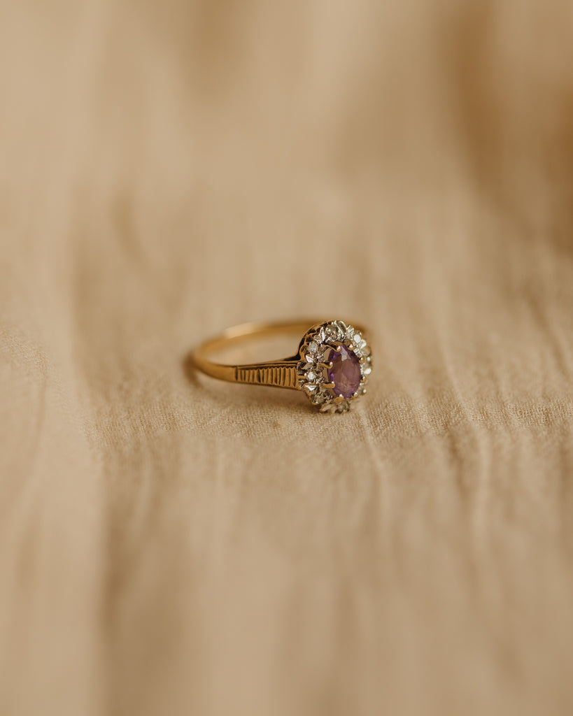 Eugenie 1978 9ct Gold Amethyst & Diamond Ring