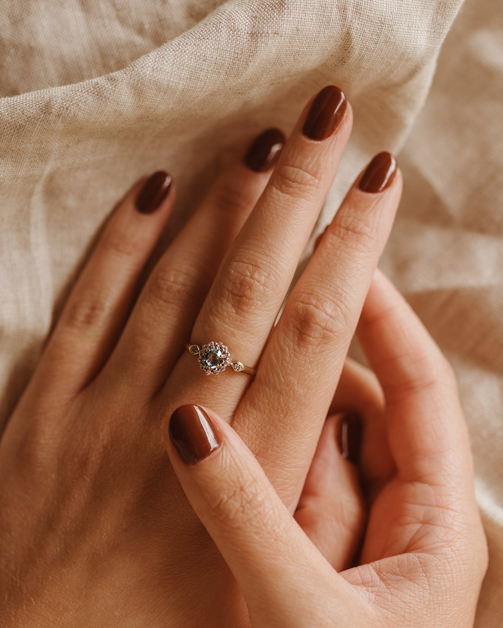 Francine 9ct Gold Aquamarine & Diamond Ring