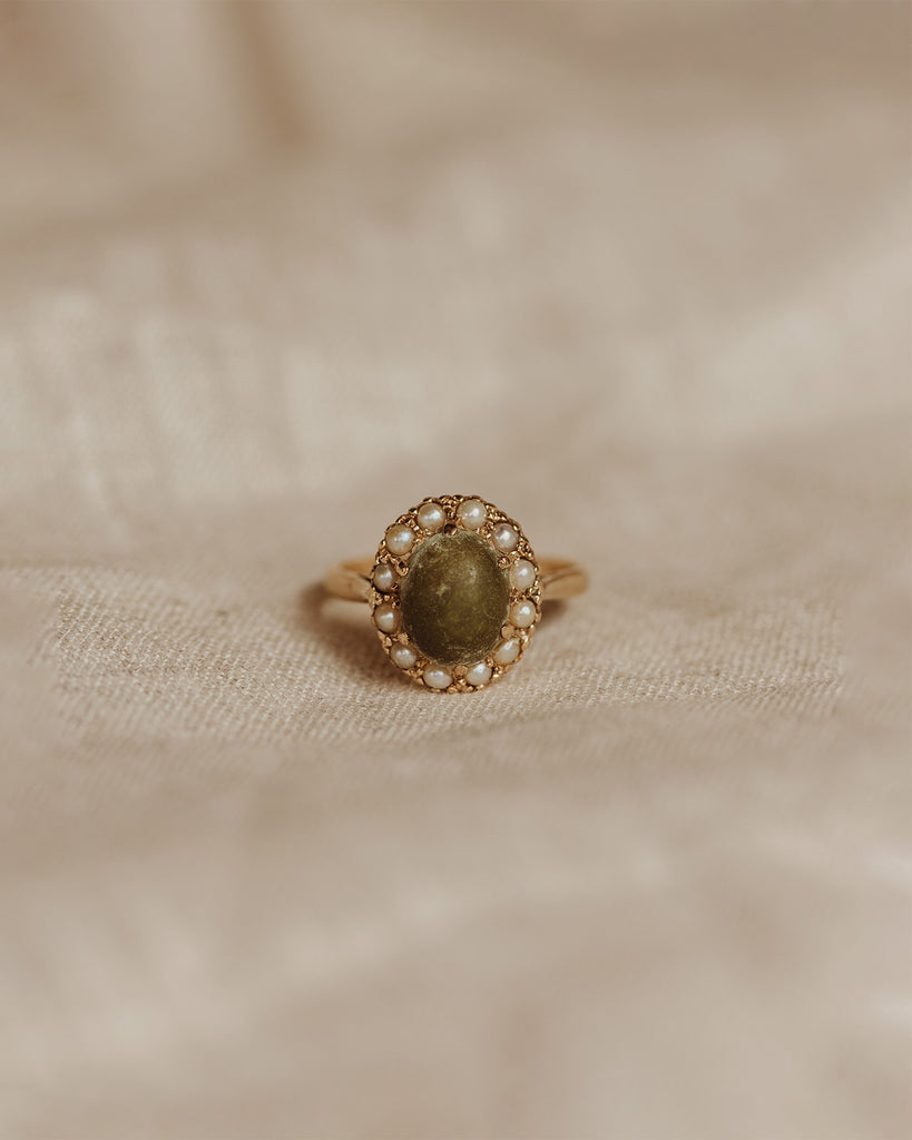 Constance 9ct Gold Jade & Pearl Ring