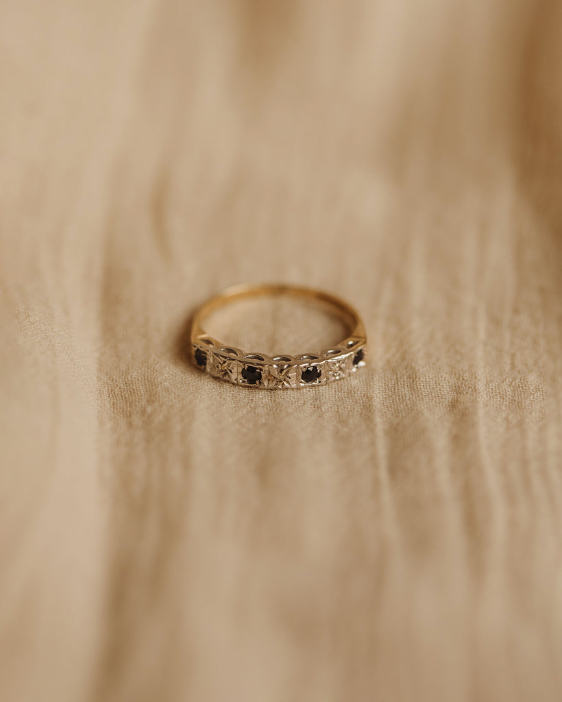 Prudence Vintage 9ct Gold Sapphire & Diamond Ring