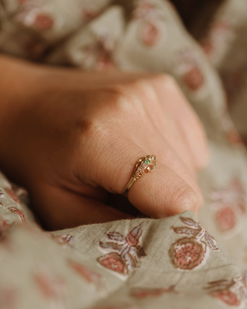 Maggie 9ct Gold Emerald & Diamond Ring