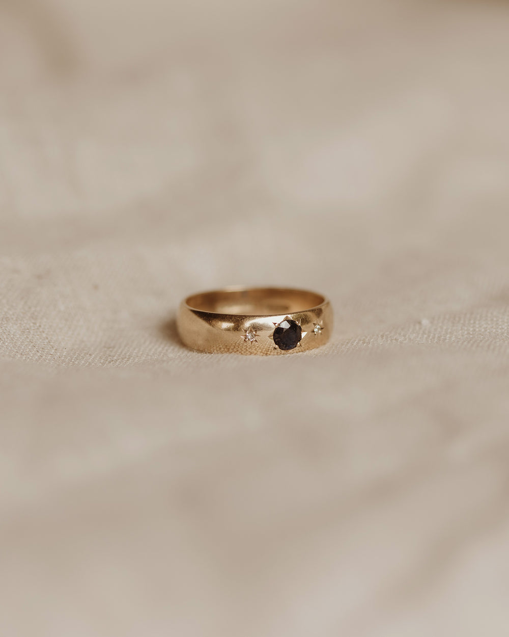 Clementine 9ct Gold Sapphire & Diamond Gypsy Ring