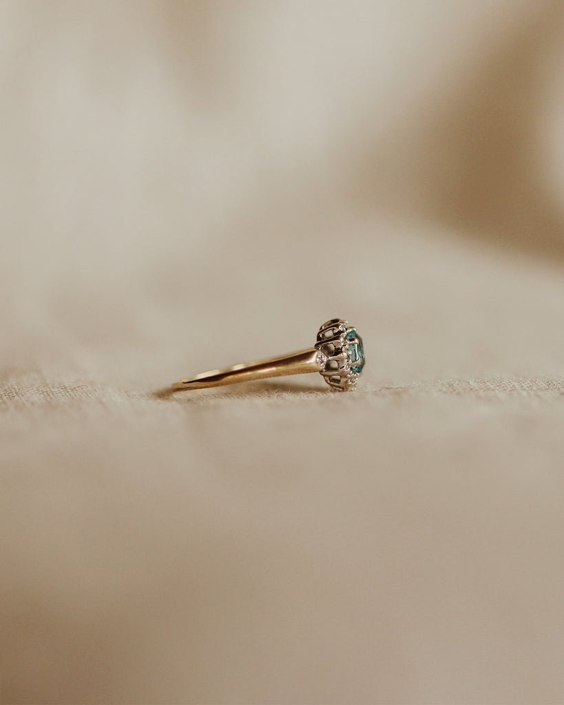 Francine 9ct Gold Aquamarine & Diamond Ring