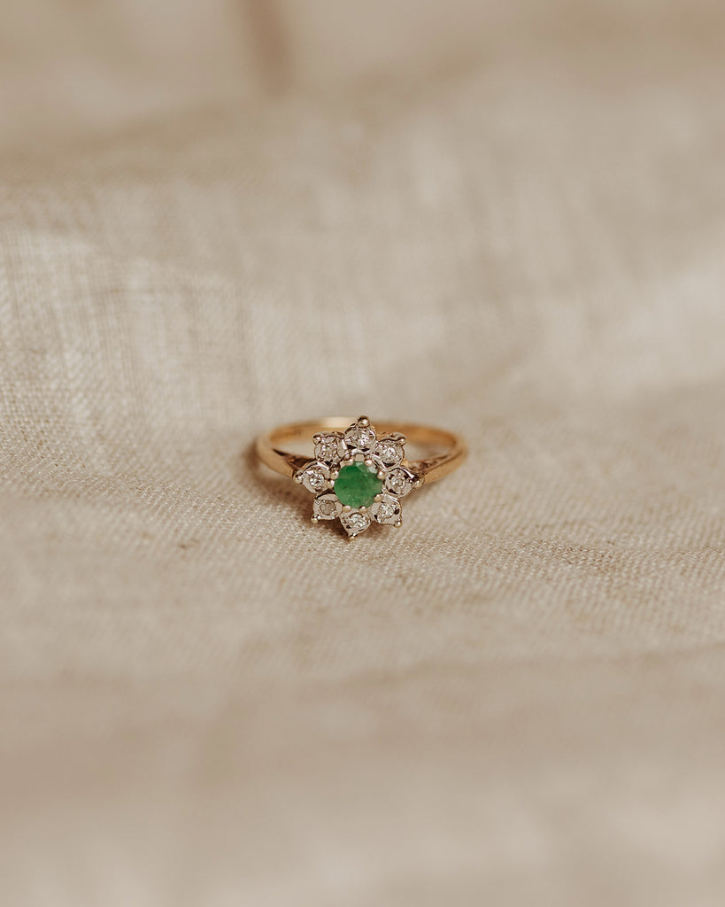 Winifred 9ct Gold Emerald & Diamond Ring