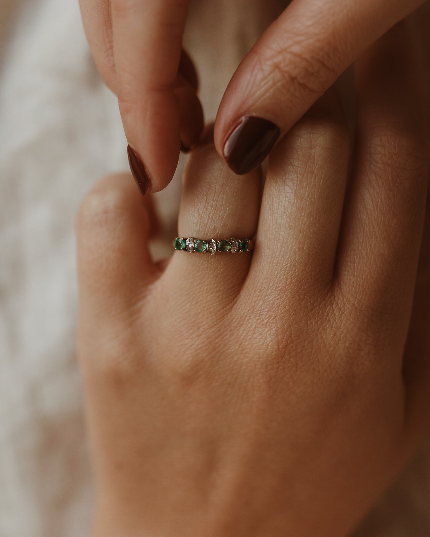 Jeannie 9ct Gold Emerald & Diamond Ring