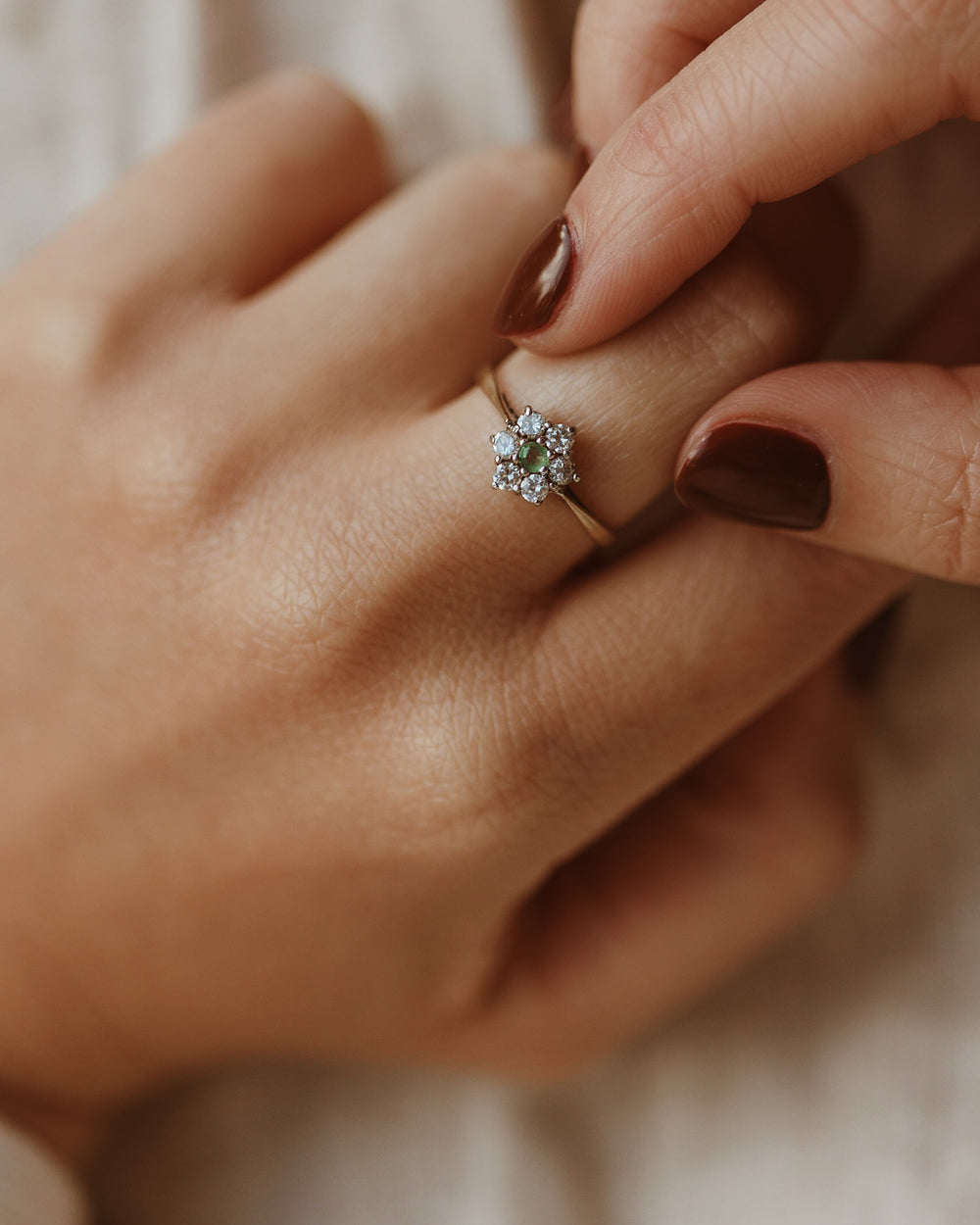 Sarafina 9ct Gold Emerald Cluster Ring