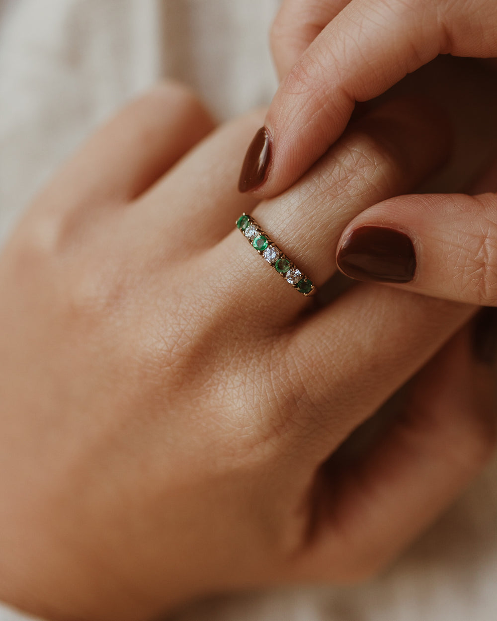 Simone 9ct Gold Emerald Half Eternity Ring